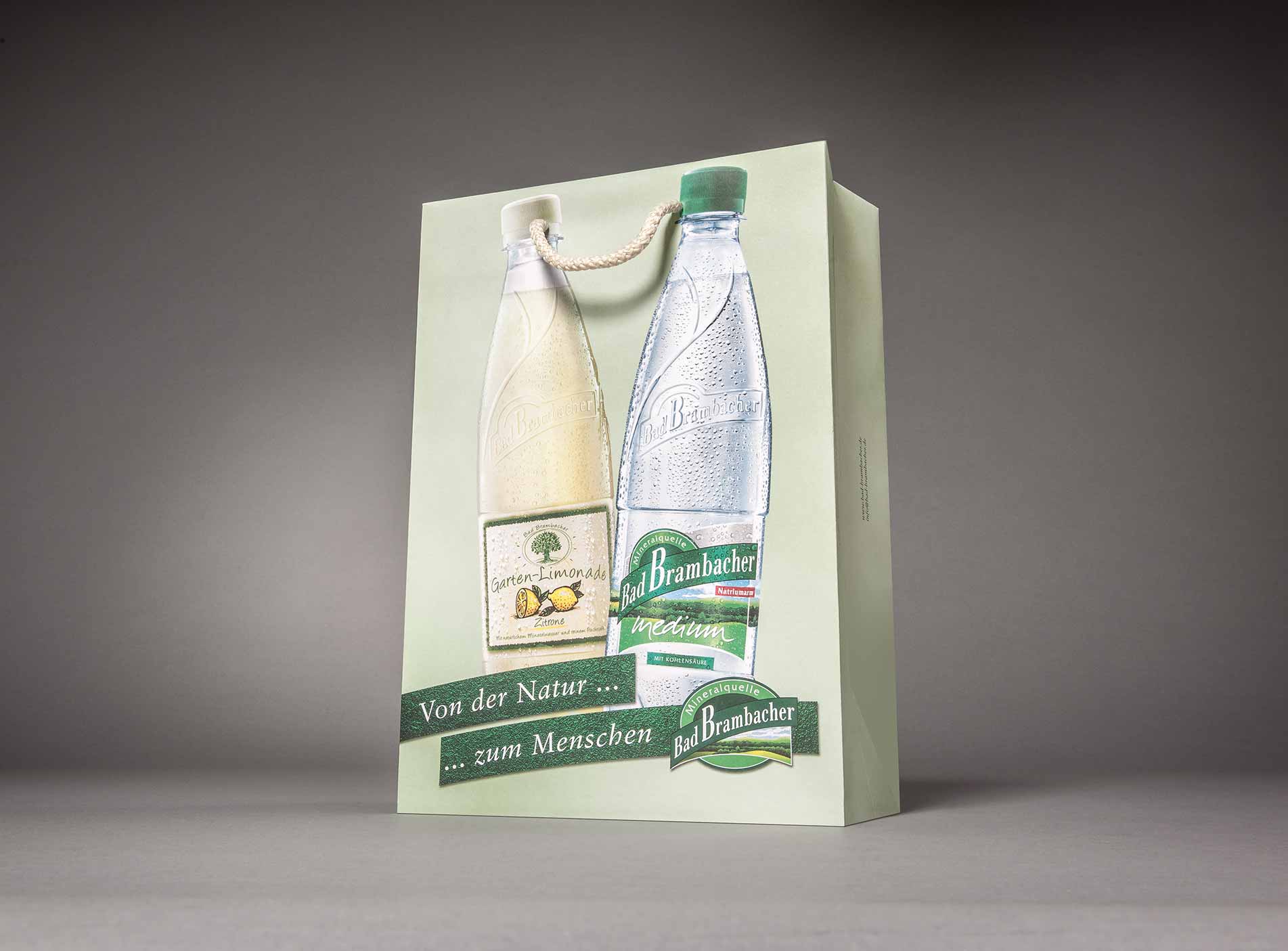 Individuell bedruckte Geschenktasche für Flaschen Motiv Bad Brambacher