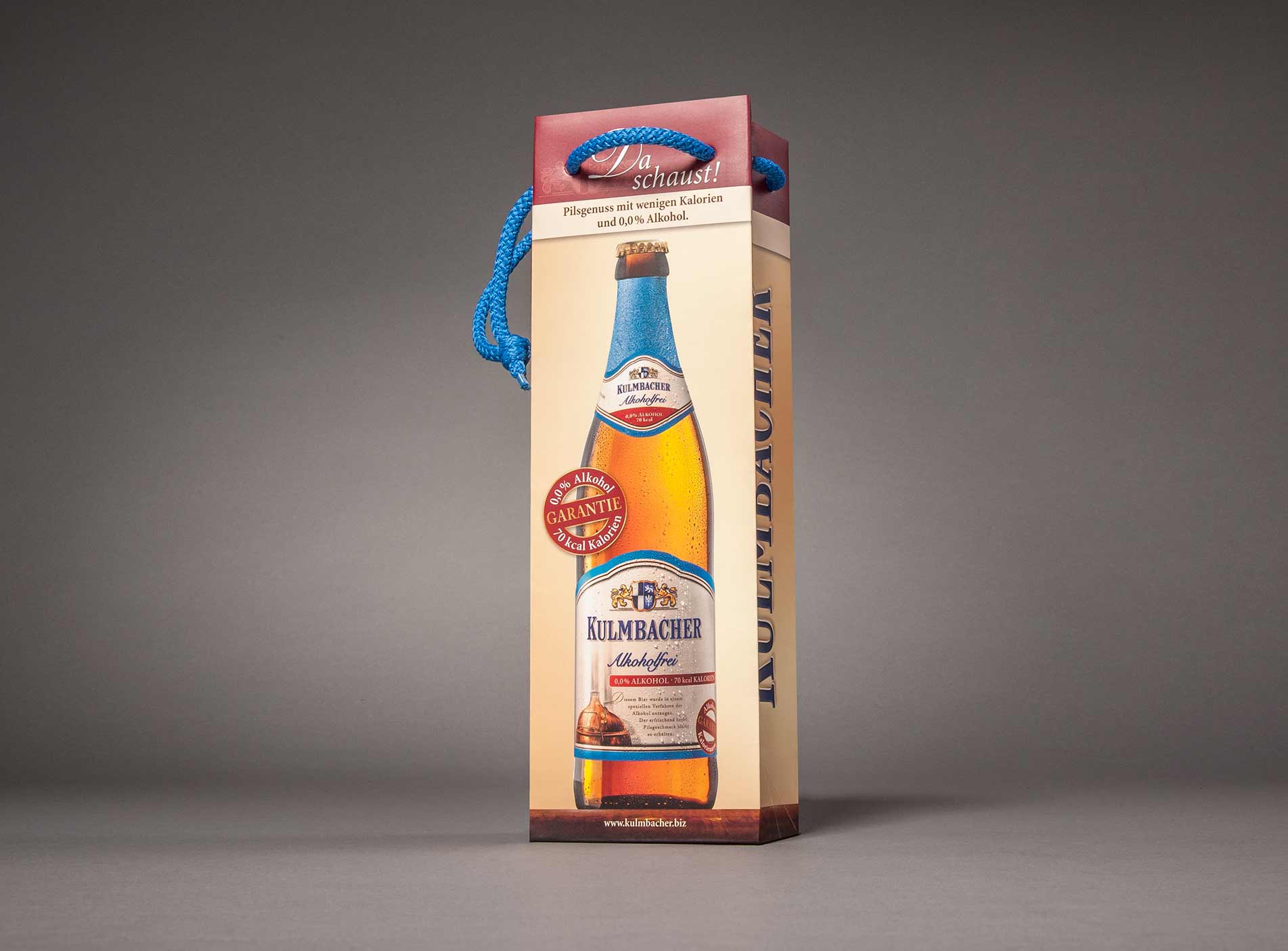 Individuell bedruckte Geschenktasche für Flaschen Motiv Kulmbacher