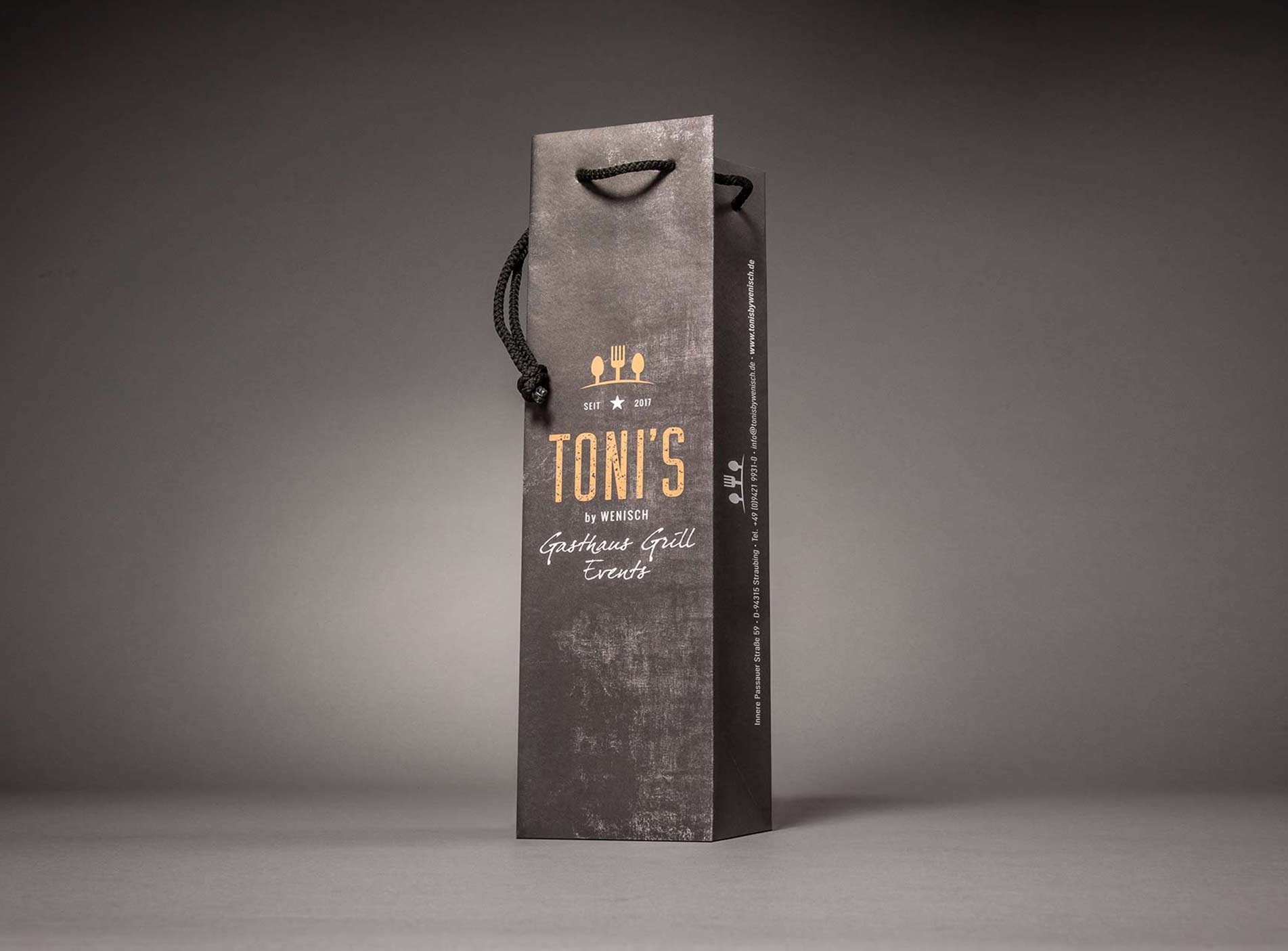 Individuell bedruckte Geschenktasche für Flaschen Motiv Toni's