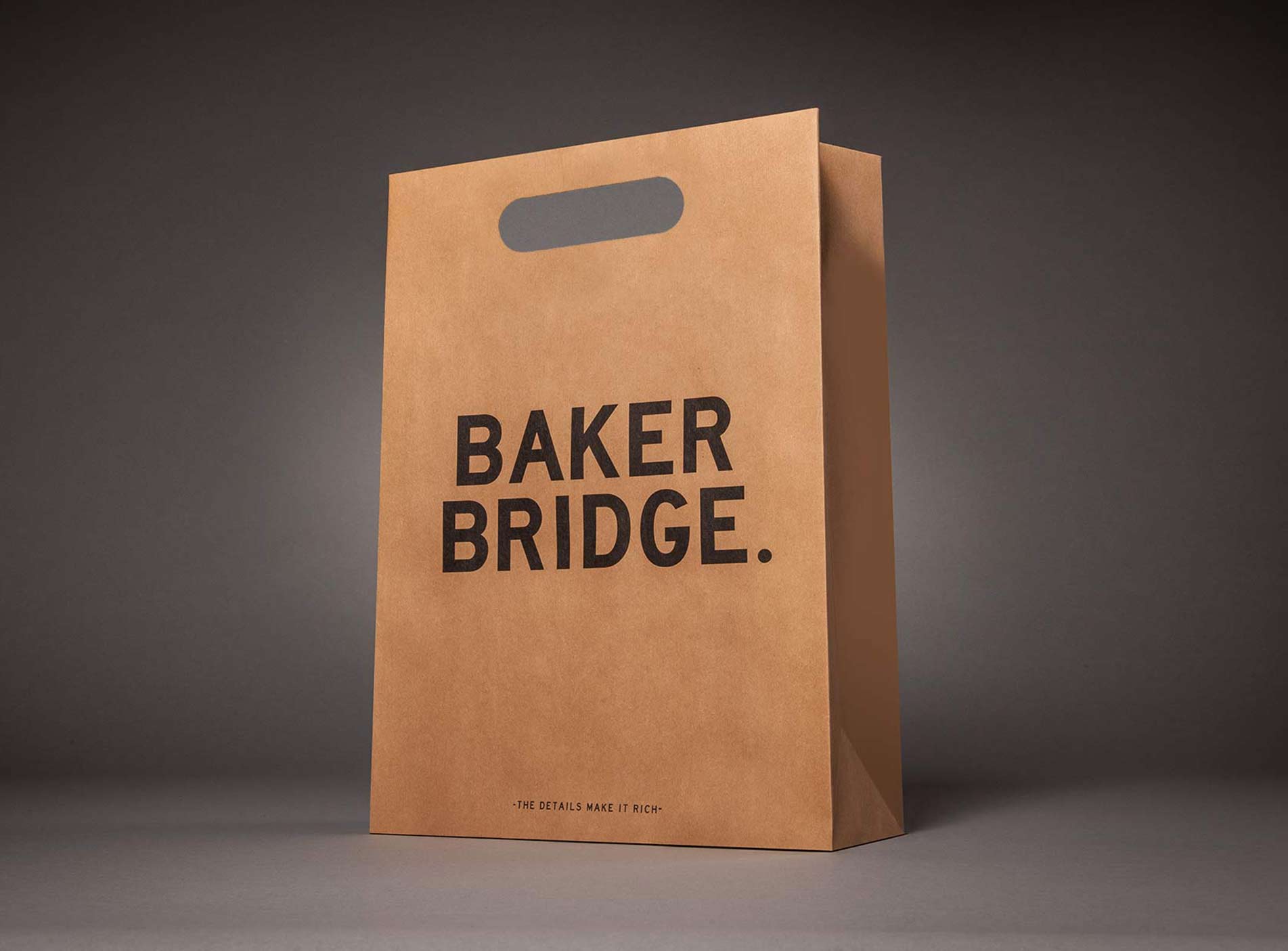 Bedruckte Grifflochtasche aus Papier Motiv Baker Bridge