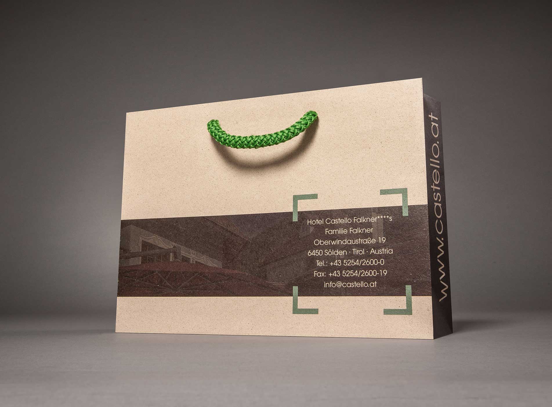 Umweltfreundliche Papiertasche aus Graspapier bedruckt Motiv Castello